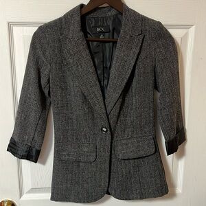 BCX (Macy’s) grey speckled and black lined blazer - size XS​
